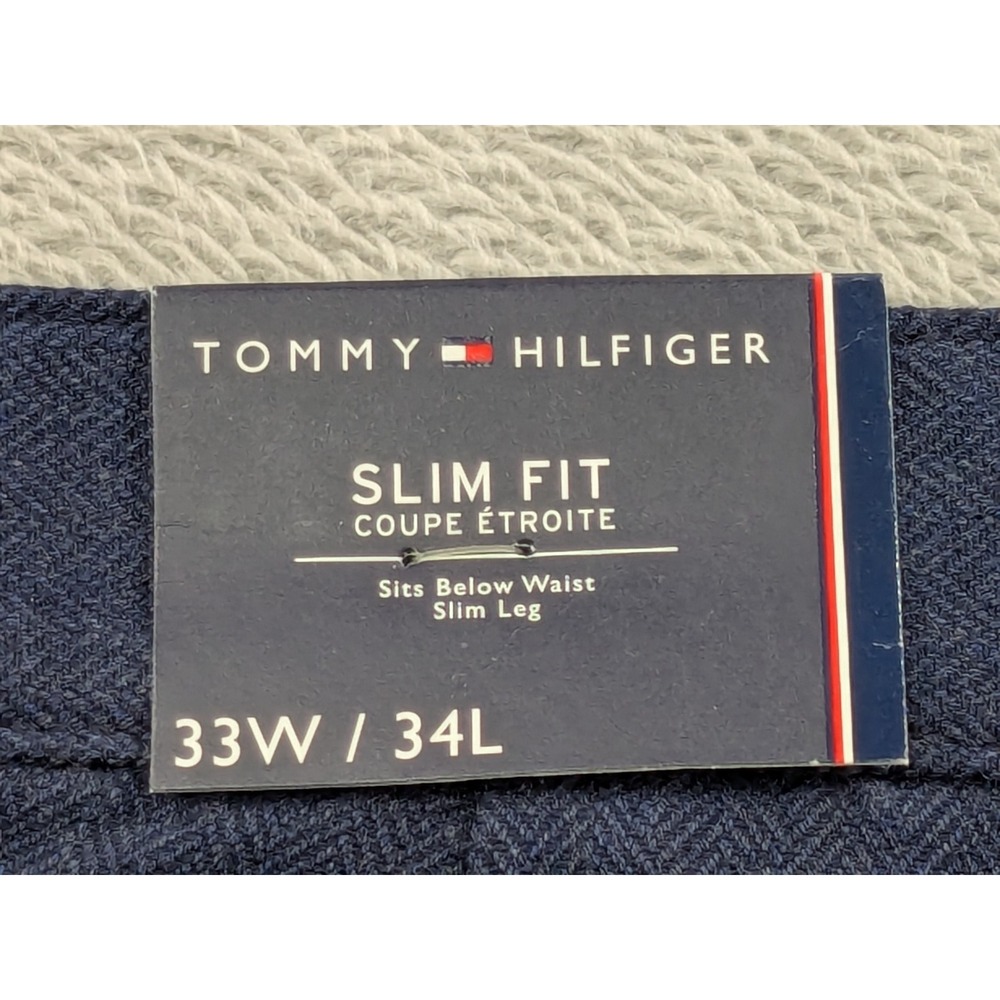 Tommy Hilfiger Mens Slim Fit Herringbone Chinos Navy Blue 33W 34L C8878A1366 474 - Picture 12 of 15